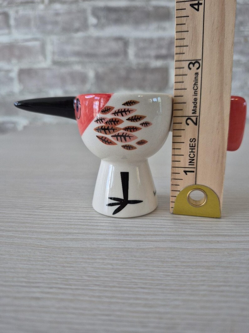 Anthropologie Red Bird Egg Cup Hannah Turner Ceramic zdjęcie 14