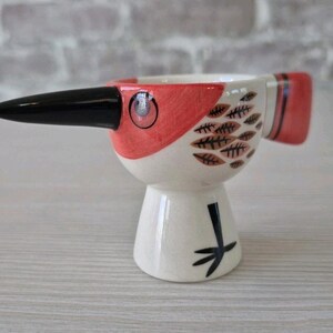 Anthropologie Red Bird Egg Cup Hannah Turner Ceramic zdjęcie 4