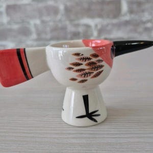 Anthropologie Red Bird Egg Cup Hannah Turner Ceramic zdjęcie 8