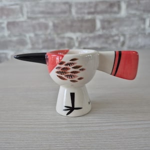 Anthropologie Red Bird Egg Cup Hannah Turner Ceramic zdjęcie 5