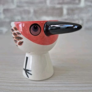 Anthropologie Red Bird Egg Cup Hannah Turner Ceramic zdjęcie 2