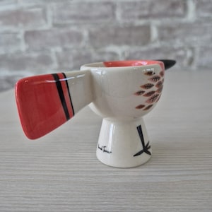 Anthropologie Red Bird Egg Cup Hannah Turner Ceramic zdjęcie 7