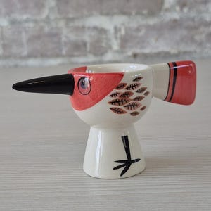 Anthropologie Red Bird Egg Cup Hannah Turner Ceramic zdjęcie 13