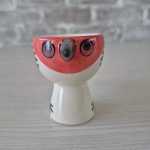 Anthropologie Red Bird Egg Cup Hannah Turner Ceramic zdjęcie 3