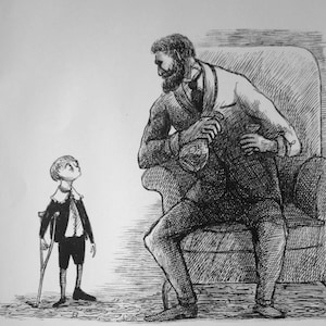 VINTAGE large EDWARD GOREY print / poster 1970s The Listing Attic clubfoot Lord Stipple tipple limerick Gory