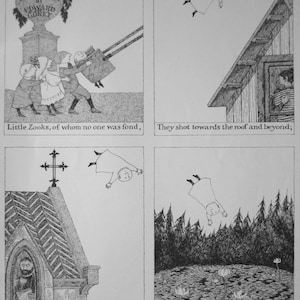 VINTAGE large Edward GOREY print / poster 1970s A LIMERICK little Zooks Victorian children Gory