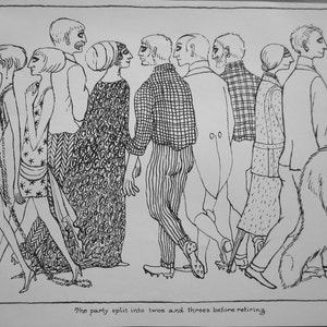 VINTAGE large Edward GOREY print / poster 1970s The Curious Sofa OGDRED Weary flapper style Gory innuendo Peg Leg