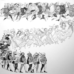 Large Vintage EDWARD GOREY Print / Poster The 12 Days of CHRISTMAS Lords A Leaping Ladies Dancing Pipers Piping &#39;70s Xmas Holiday Gory X-Mas