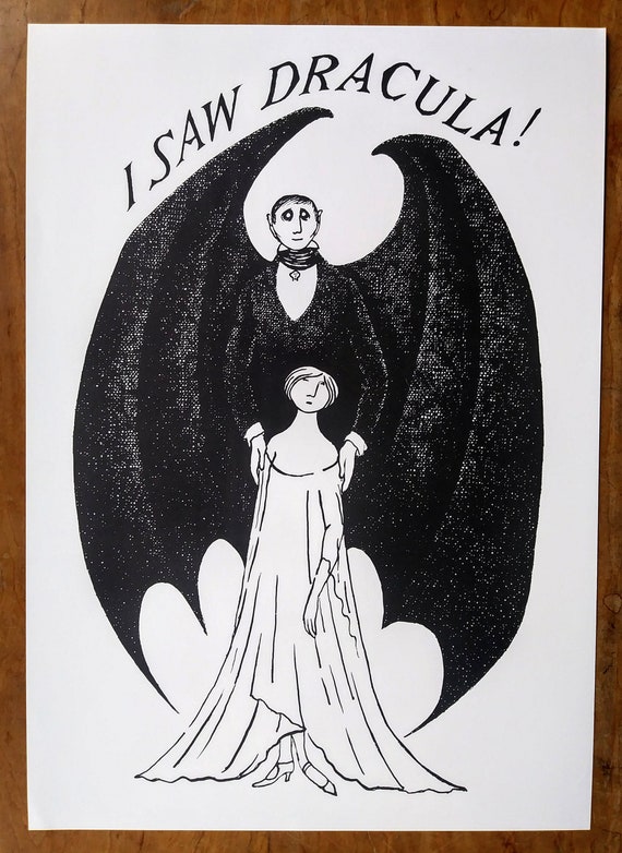 1979 EDWARD GOREY PRINT Poster Dracula and Lucy 
