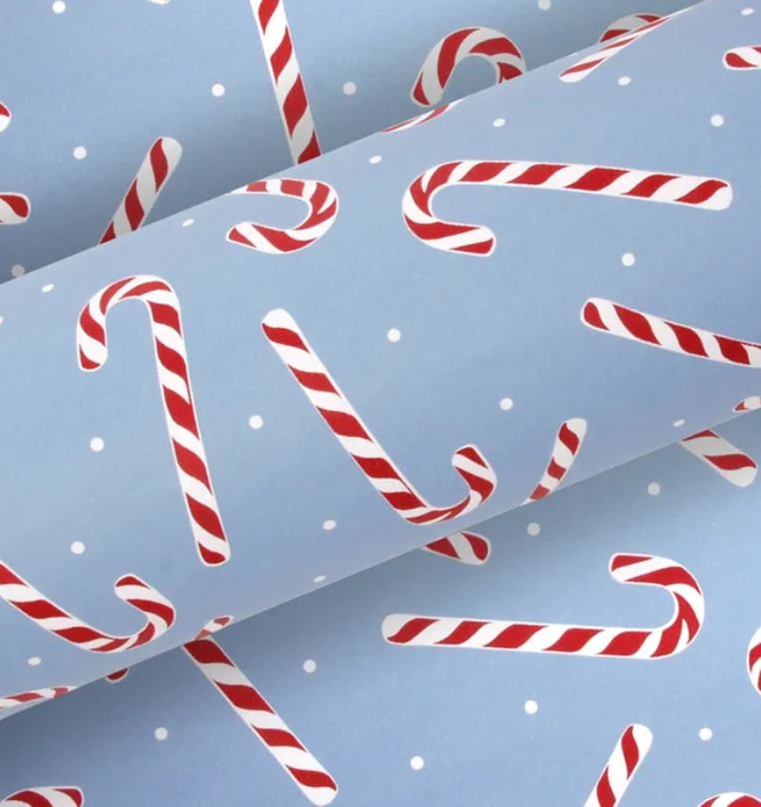 Candy Cane Blue/red Uncoated Matt Gift Wrap Christmas Etsy Australia