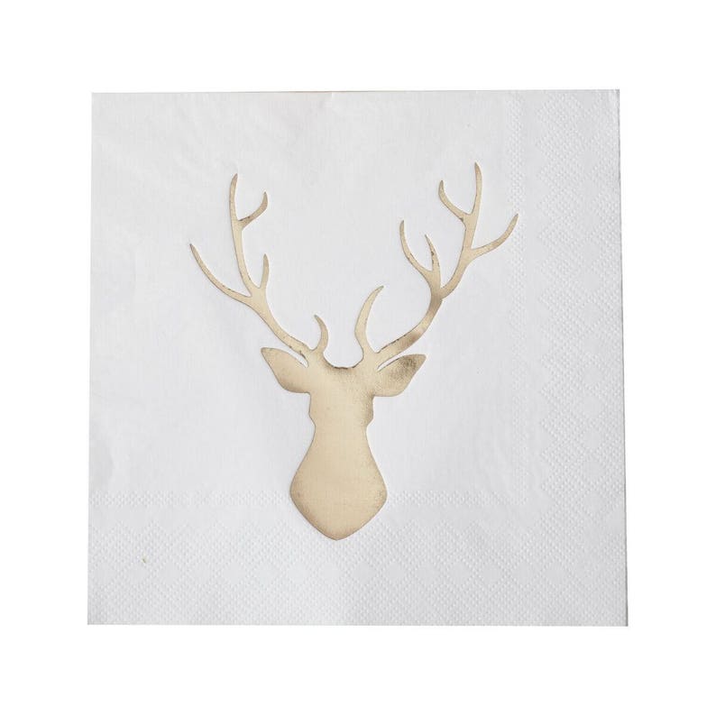Gold Foil Stag Full Pack Napkins for Decoupage Parties Weddings