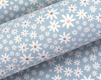 Daisy Chain Light Blue Uncoated Matt Gift Wrap - Wrapping Paper (3 Metres)