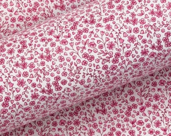 Raspberry and White Flowers Uncoated Matt Gift Wrap - Wrapping Paper (3 Metres)