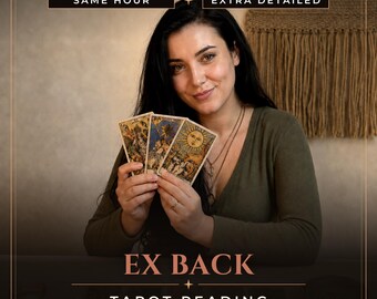 May include: A set of three tarot cards held in hands, featuring intricate illustrations including a sun motif. Text overlays read SAME HOUR, EXTRA DETAILED, EX BACK, TAROT READING, and ELENA MEDIUM STUDIO. The cards are held against a neutral background.