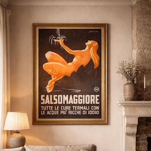 Vintage Italian Travel Poster Salsomaggiore Adriani 1947 ENIT – 1980s Offset Lithograph 70x100 – Frame not included