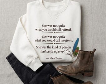 Grappig biologisch Mark Twain Parrot Quote-sweater met ronde hals voor dames