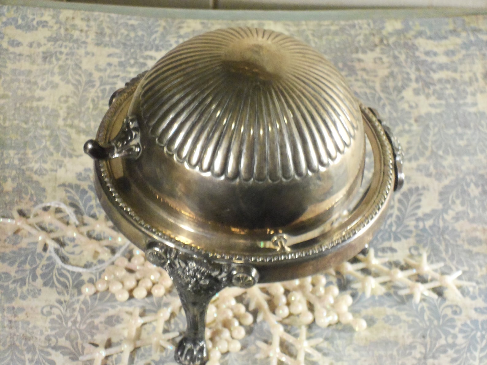 Antique sterling silver plated rotating lid butter dish Etsy