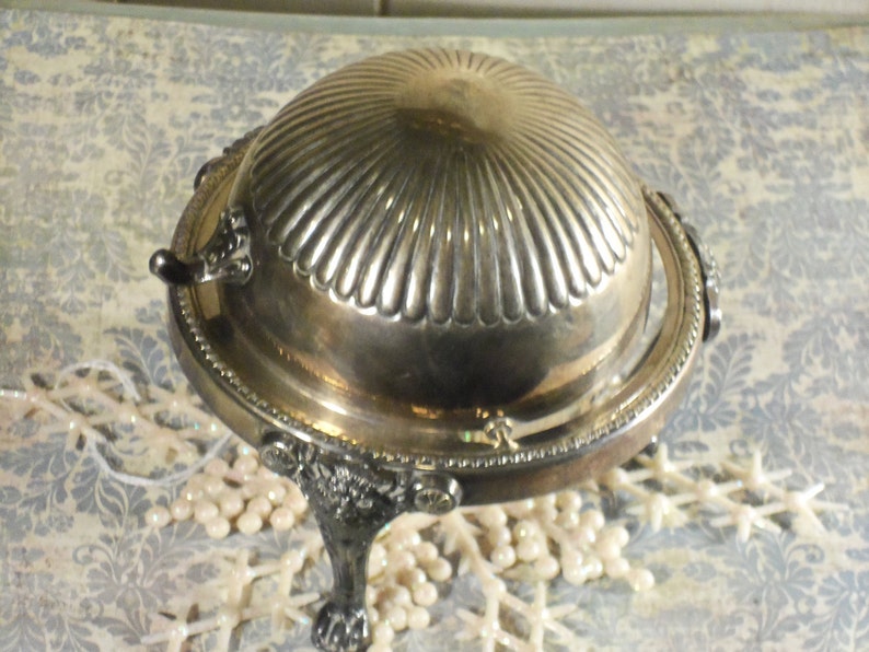 Antique sterling silver plated rotating lid butter dish Etsy