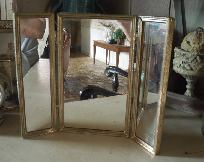 Vintage Tri Fold Vanity Mirror Vanity Mirror Etsy