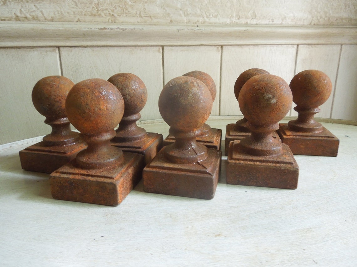 Vintage Cast Iron Fence Post Finials Cast Iron Finials Fence Etsy
