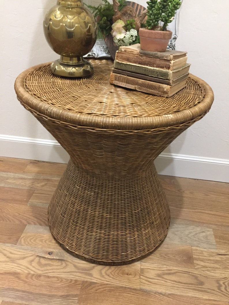 Adorable MCM Mid Century Wicker Table Boho Wicker Table Wicker Etsy