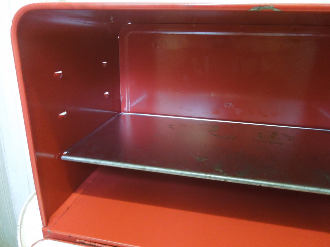 Vintage Metal Bread Box Retro Red Metal Bread Box Breadbox Etsy