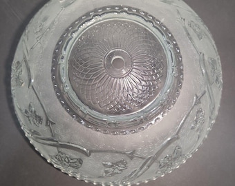Vintage 1930s Art Deco Frosted Clear Glass Ceiling Light Shade Floral 11.75