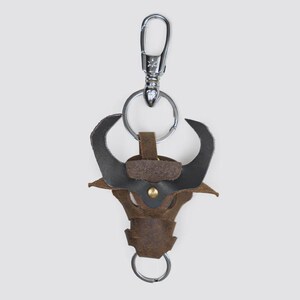 Handgefertigte Leder Bull Head Schlüsselanhänger, 3D-Stier Western-Schlüsselhalter, echte Rindsleder Schließe
