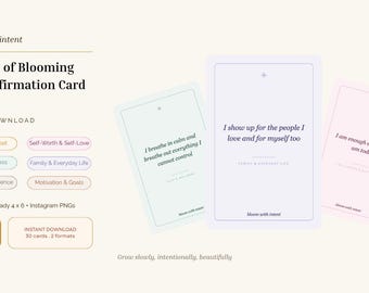 印刷可能なアファメーションカード30枚セット｜セルフケア＆自信を高めるカード｜即時ダウンロード｜マインドフルネスギフト