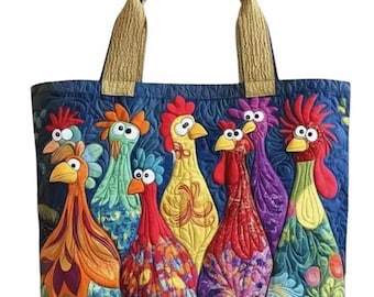 Bolso de mano acolchado: Gansos artísticos impresos en 3D, bolso de hombro ligero de algodón.
