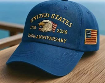 Gorra de béisbol bordada con el águila de EE. UU.: Gorra patriótica del 250 aniversario