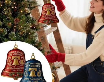 Adorno de campana del 250 aniversario de Estados Unidos, estilo vintage 3D