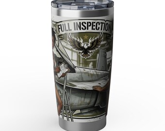 Full Inspection Pinup Aviation Fighter Jet Tumbler | 20oz Vagabond Travel Cup | Veteran-Owned | Ships from USA | Atlanta GA