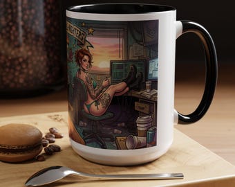 We Pull All-Nighters ATC Radar Scope Accent Mug | Veteran-Owned | Ships from USA | Atlanta GA