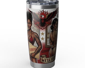 Military Pinup Tattoo Tumbler | 20oz Vagabond Travel Cup | Veteran-Owned | Ships from USA | Atlanta GA