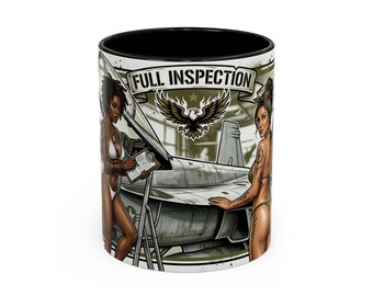 Full Inspection Pinup Aviation Accent Mug | Veteran-Owned | Ships from USA | Atlanta GA
