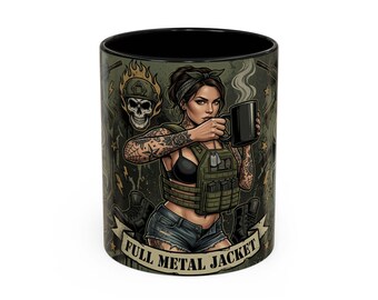 Full Metal Jacket Pinup Soldier Accent Mug | Veteran-Owned | Ships from USA | Atlanta GA