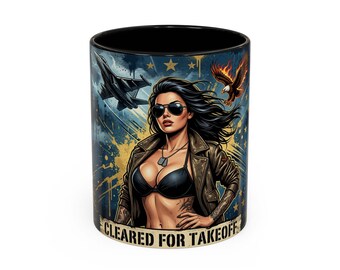 Cleared for Takeoff ATC Pinup Accent Mug | Veteran-Owned | Ships from USA | Atlanta GA