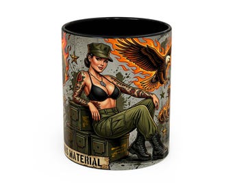Military Pinup Eagle Snake Tattoo Accent Mug | Veteran-Owned | Ships from USA | Atlanta GA