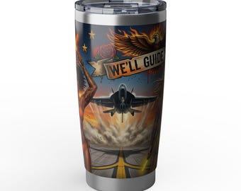 We'll Guide You In ATC Pinup Runway Tumbler | 20oz Vagabond Travel Cup | Veteran-Owned | Ships from USA | Atlanta GA