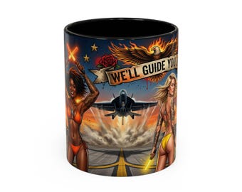 We'll Guide You In ATC Pinup Runway Accent Mug | Veteran-Owned | Ships from USA | Atlanta GA