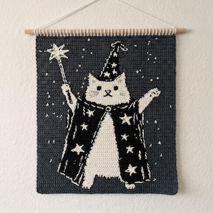 Diseño de gato mago, tapiz de pared con diseño original (descarga digital)