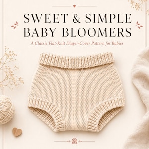 Baby Bloomers Knitting Pattern, Flat Knit Diaper Cover, Straight Needles (Digital Download)
