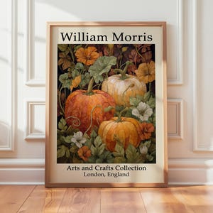 Autumn Pumpkin Poster | William Morris Style Harvest Print | Vintage Fall Botanical Wall Art