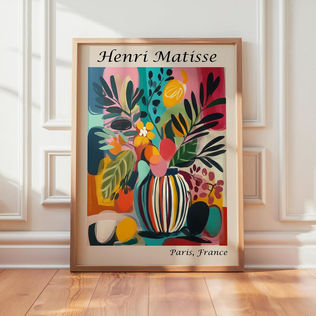 Abstract Botanical Vase Poster | Matisse Style Still Life Print ...