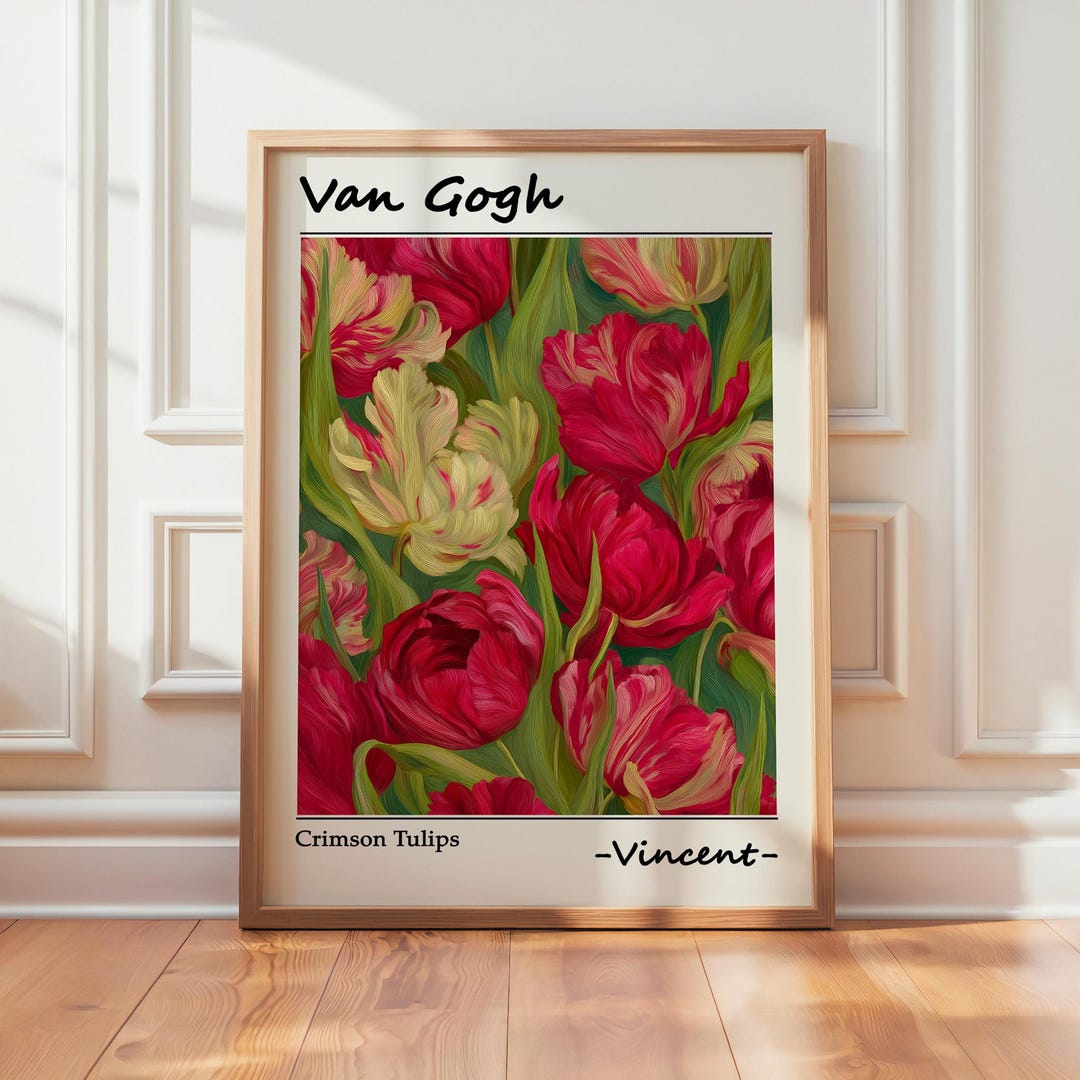 Red Tulip Poster | Van Gogh Style Floral Wall Art, Botanical Print - Etsy