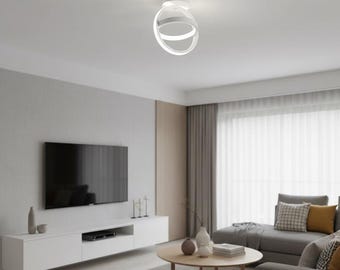 Intertwined Ring LED | White Flush Mount Ceiling Light | Modern Geometric Lamp