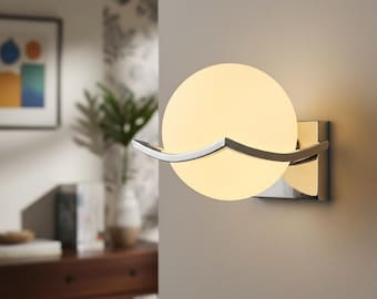 Orbitale chromen bollamp | Moderne wandlamp | Hedendaagse glazen kapverlichting