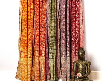 Sari Curtains Boho Earth Tones Light filtering curtains Window Treatment Sheer Drapes Bedroom Living Dining room Bed Canopy Tent Backdrop