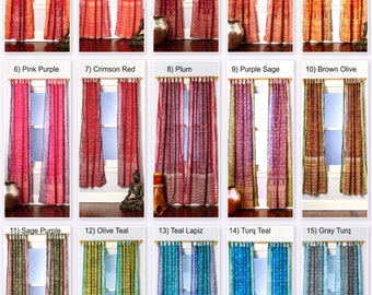 Boho Curtains, Sari Colorful Curtains Light-Filtering 84&quot;/96&quot;/108&quot;L bed Canopy, Backdrop sheers drapes Window Treatment For Living/Bedroom